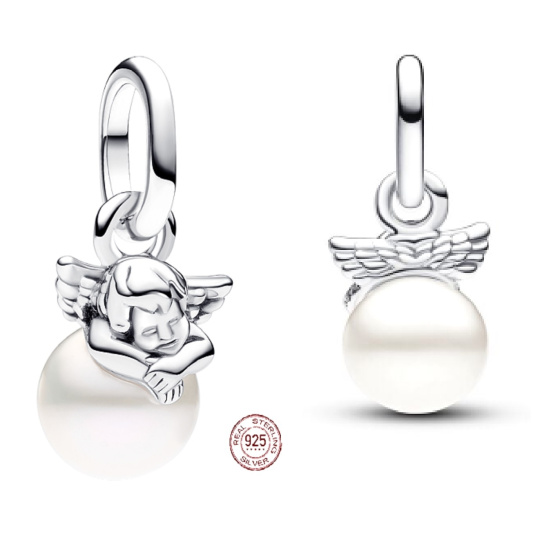 Charm Sterlingové stříbro 925 Anděl na obláčku - Mini medailon, přívěsek na náramek symbol