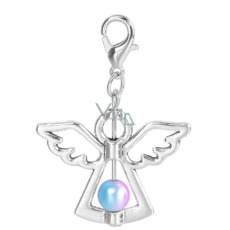 Anděl strážný přívěsek s barevnou perličkou 29 x 37 mm