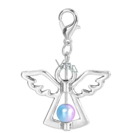 Anděl strážný přívěsek s barevnou perličkou 29 x 37 mm