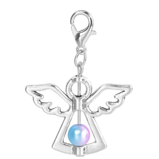 Anděl strážný přívěsek s barevnou perličkou 29 x 37 mm