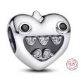 Charm Sterlingové stříbro 925 Zamilovaný šibal s rošťáckým úsměvem srdce, přívěsek na náramek láska