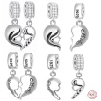 Charm Sterlingové stříbro 925 Mateřské pouto - matka a dcera 2v1 srdce, rozdělitelný přívěsek na náramek rodina
