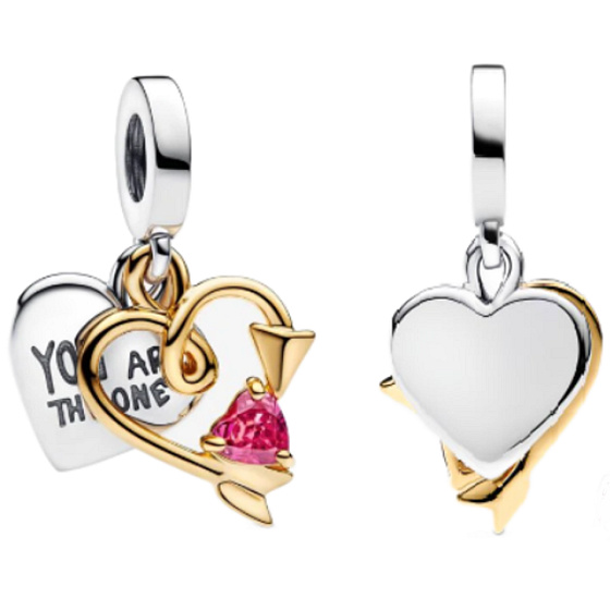 stříbrný přívěsek  Srdce a šíp - Gravírovatelný 2v1