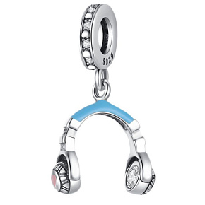 Charm Sluchátka modrá, přívěsek na náramek hudba