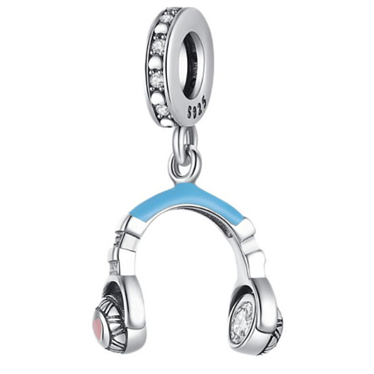 Charm Sluchátka modrá, přívěsek na náramek hudba Charm Sluchátka modrá, přívěsek na náramek hudba