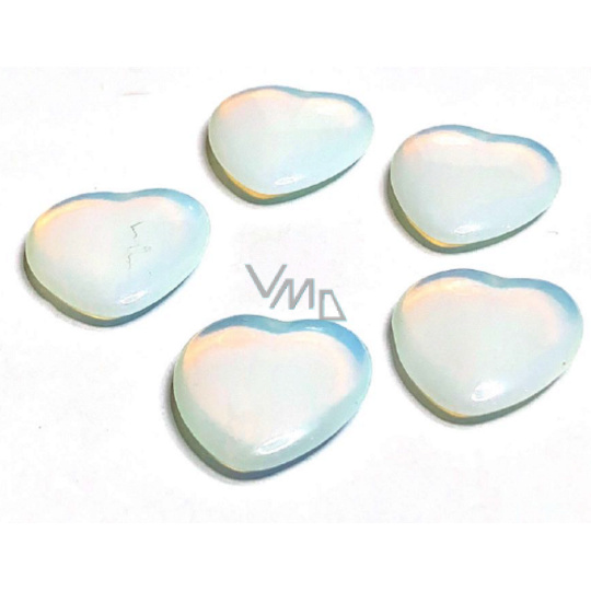 Opalit Hmatka, léčivý drahokam ve tvaru srdce syntetický kámen 3 cm 1 kus, kámen přání a naděje