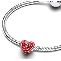 Charm Růže červené ohnivé smaltovaná, korálek na náramek láska