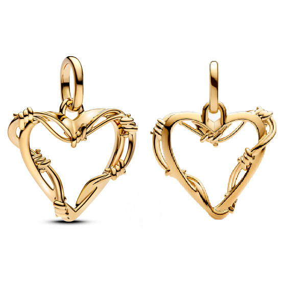 Mini medailon - Drátěné srdce, stříbrný přívěsek na náramek