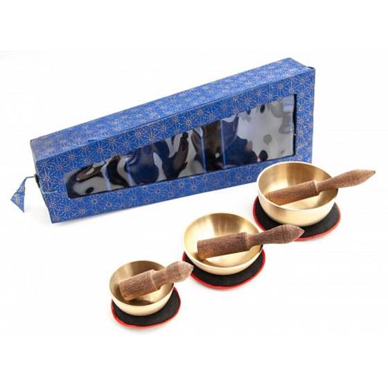 Tibetská mísa 3 kusy v modrém dárkovém balení