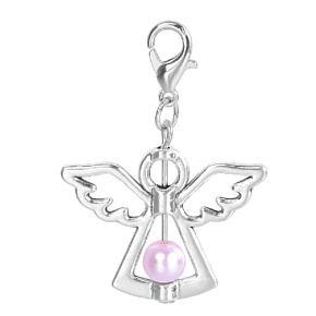 Anděl strážný přívěsek s růžovou perličkou 29 x 37 mm 1 kus