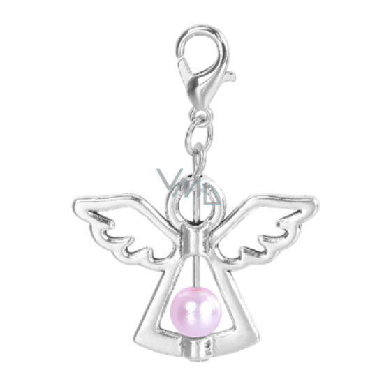 Anděl strážný přívěsek s růžovou perličkou 29 x 37 mm 1 kus