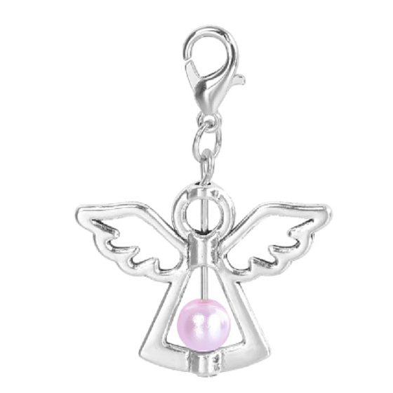 Anděl strážný přívěsek s růžovou perličkou 29 x 37 mm 1 kus