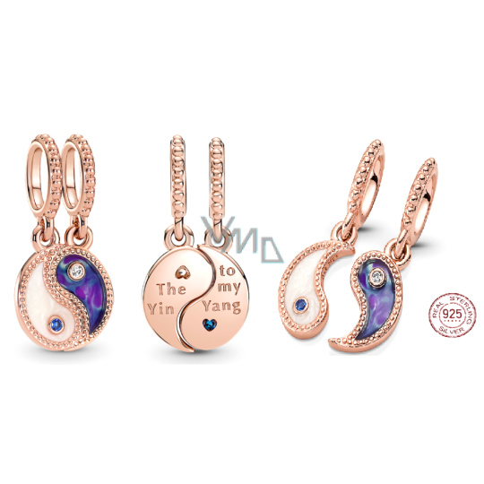 Charm Sterlingové stříbro 925 Jin & Jang, dělitelný 2v1, přívěsek na náramek, symbol