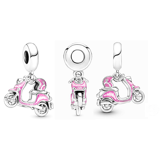 Charm Skůtr - Motorka do města růžová, přívěsek na náramek cestování