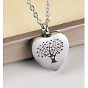 Pamětní, pietní urnový přívěsek, Srdce, strom života voděodolné, nerezová ocel 20 x 26 mm