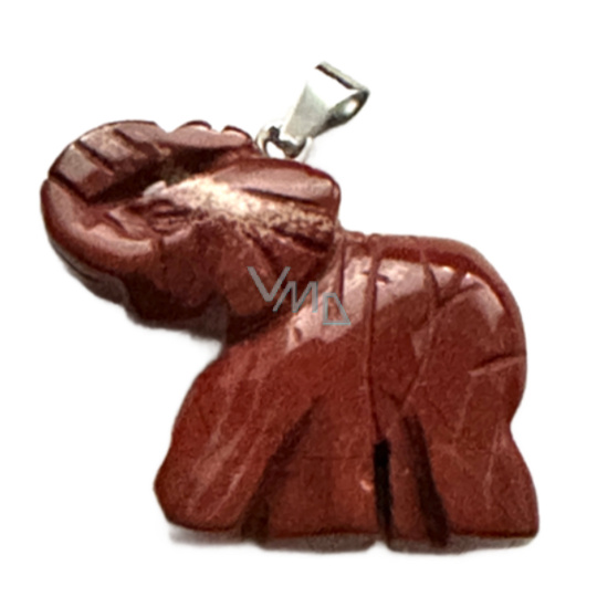Jaspis červený Slon přívěsek přírodní kámen, ručně broušená figurka 32 x 45 mm, kámen úplné péče