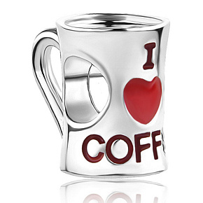 Charm Miluji kafe, korálek na náramek, jídlo a pití