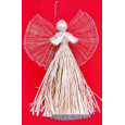 Anděl z palmového šustí a křídla se zlatými vlákny 33 cm