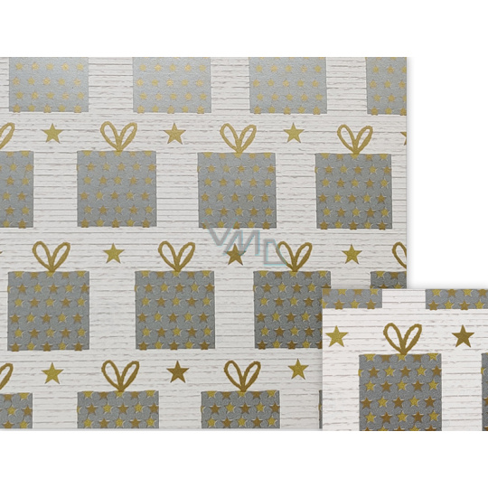 Nekupto Dárkový balicí papír 70 x 200 cm Vánoční bílý stříbrné dárečky