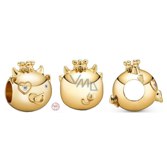 Charm Sterlingové stříbro 925 Vůl, Buvol je druhé zvíře v 12letém cyklu čínského znamení zvěrokruhu, korálek na náramek Charm Sterlingové stříbro 925 Vůl, Buvol je druhé zvíře v 12letém cyklu čínského znamení zvěrokruhu, korálek na náramek