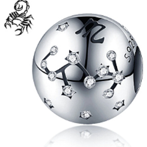 Charm znamení zvěrokruhu Štír + zirkony, korálek na náramek 9 mm