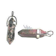 Rodonit kyvadlo šestihran přívěsek přírodní kámen 41 x 13 mm, kámen odpuštění