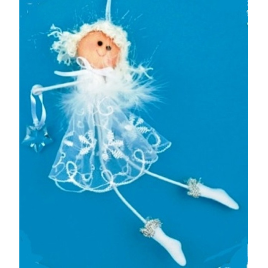 Anděl sněhobílý na zavěšení 15 cm