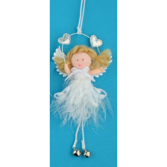 Anděl hebký s rolničkou na zavěšení 12 cm, č.4