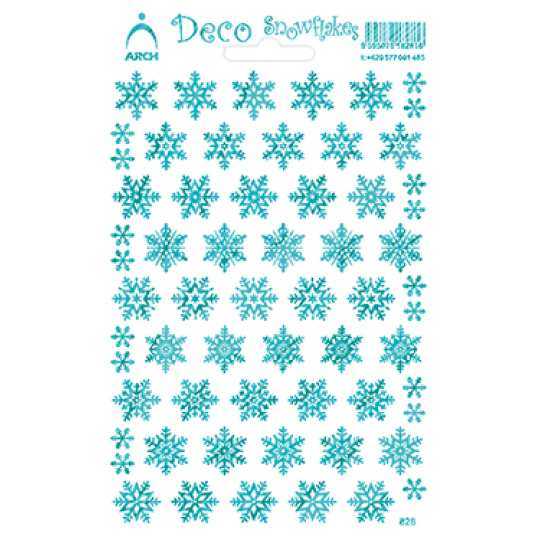 Ív Holografikus dekorációs matricák karácsonyi hópelyhek türkiz 18 x 11,5 cm 1 ív