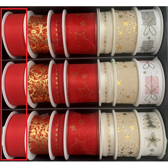 Nekupto Stuha látková vánoční Ćervená 25 mm x 2,5 m