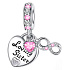 Charm Sestry navěky dvojité srdce a nekonečno, 3v1 přívěsek na náramek láska