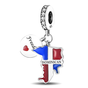 Charm Dominikánská republika vlajka – karibská energie, 2v1 přívěsek na náramek cestování Charm Dominikánská republika vlajka – karibská energie, 2v1 přívěsek na náramek cestování