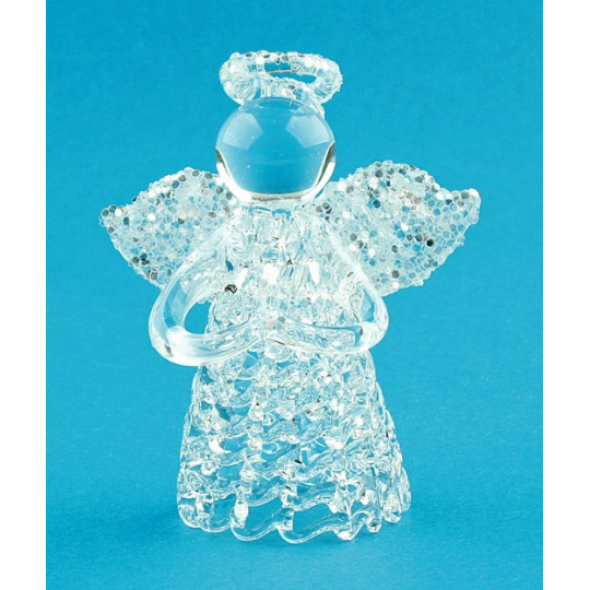 Anděl skleněný na postavení 6 cm