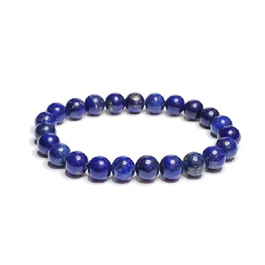 Lápisz lazuli karkötő rugalmas természetes kő, 8 mm-es golyó / 16 - 17 cm, a harmónia köve