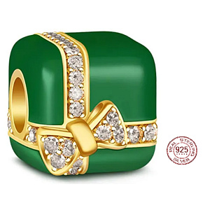 Charm Dárek, balíček zelený, korálek na náramek výročí