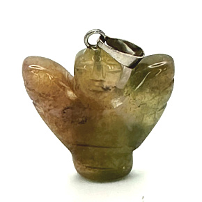 Achát mechový Anděl, andělská křídla přívěsek přírodní kámen ručně broušený 25 x 21 x 5 mm, přináší do života úspěch