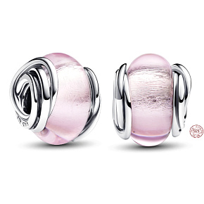 Charm Růžové Murano sklo, korálek na náramek symbol