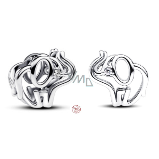 Charm Sterlingové stříbro 925 Působivý slon, korálek na náramek zvíře