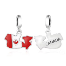 Charm Kanada vlajka - houpající se mapa, přívěsek na náramek cestování