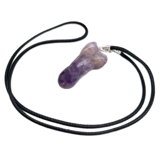 Ametyst Penis amulet pro plodnost, přívěsek přírodní kámen ručně broušený 3 cm, kámen králů a biskupů