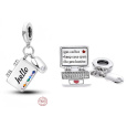 Charm Sterlingové stříbro 925 Počítač + myš, zirkony, 2v1 otevírací přívěsek na náramek zájmy