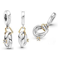 Charm Snubní prsteny - šťastná láska, 2v1 přívěsek na náramek láska Charm Snubní prsteny - šťastná láska, 2v1 přívěsek na náramek láska