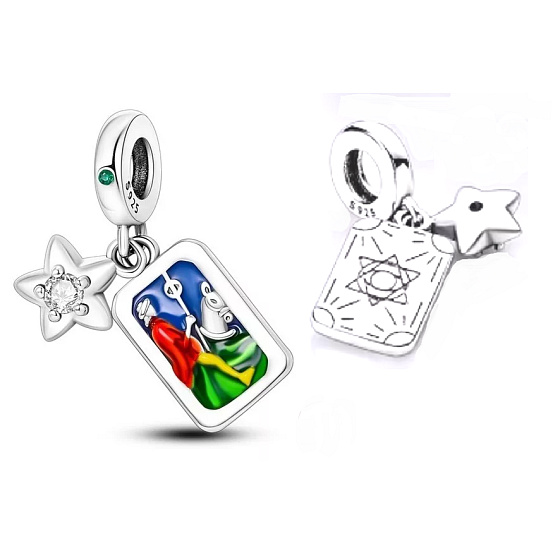 visací přívěsek Tarotová karta a kouzlo hvězdy! 2v1  ze stříbra 925