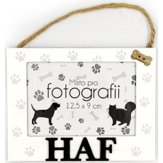 Nekupto Mazlíčci dřevěný fotorámeček na zavěšení Haf 15,5 x 11,8 x 1,2 cm