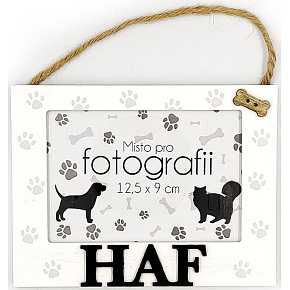 Nekupto Mazlíčci dřevěný fotorámeček na zavěšení Haf 15,5 x 11,8 x 1,2 cm