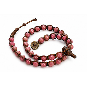 Rodonit – buddhistický náramek se santalovým Buddha prvkem, korálky 6 mm, odpuštění, klid a emocionální uzdravení
