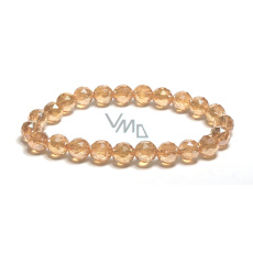 Křišťál Aqua aura zlatá barva fazet polopokovený povrch, náramek elastický přírodní kámen, kulička 8 mm / 16 - 17 cm, kámen kamenů