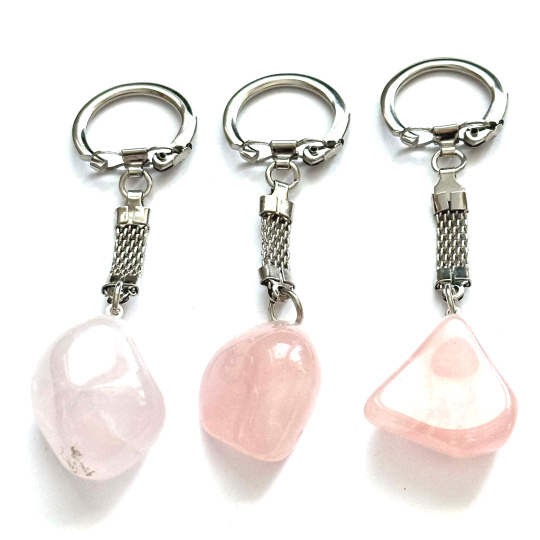 Różowy Troml Przywieszka klędenka naturalny kamień, ok. 10 cm, kamień miłości