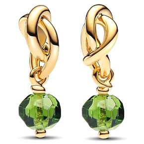 Charm Propletený fazetovaný kruh věčnosti zelený světlý, přívěsek na náramek symbol srpen