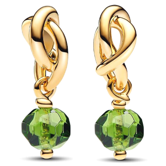 Charm Propletený fazetovaný kruh věčnosti zelený světlý, přívěsek na náramek symbol srpen